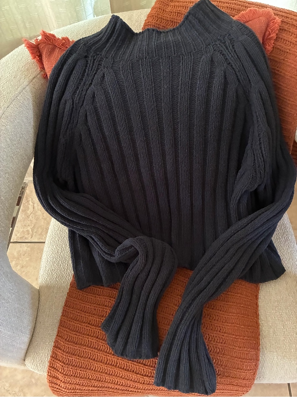 American Eagle Outfitters Ribbed Turtleneck Sweater in Dark Charcoal